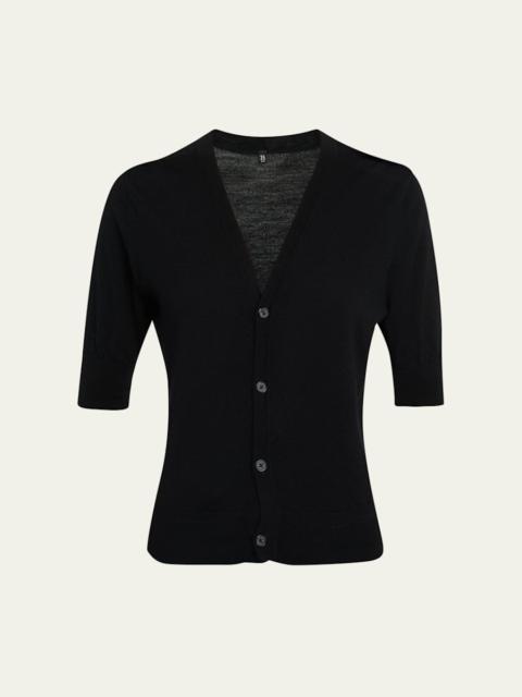 R13 Elbow-Sleeve Split-Hem Wool Sweater