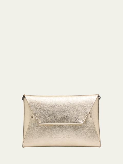 Envelope Flap Metallic Leather Clutch Bag