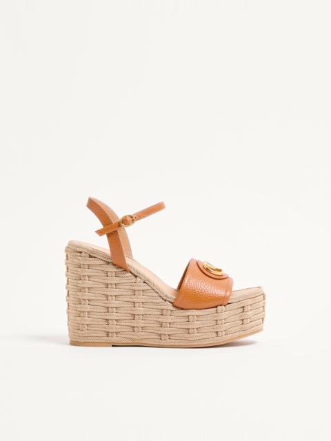 Valentino VLOGO SIGNATURE WEDGE SANDAL IN GRAINY CALFSKIN 120MM