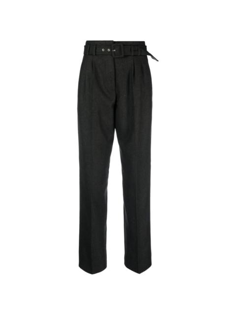belted wool-blend trousers