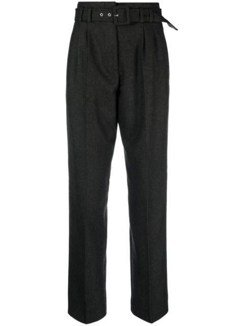 belted wool-blend trousers