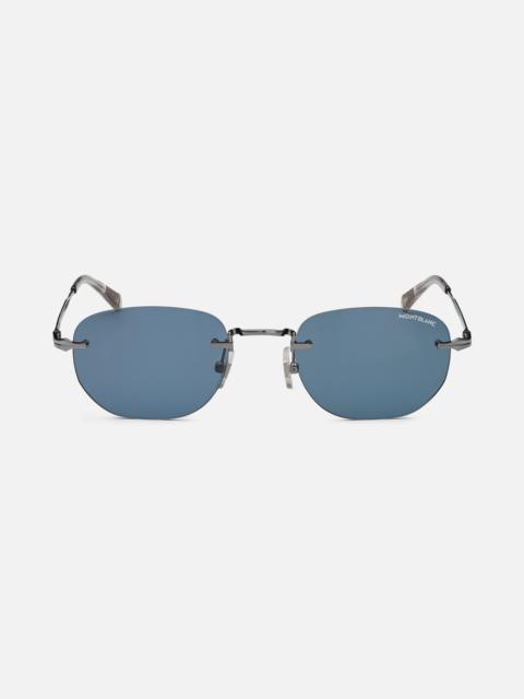 Montblanc Rectangular Sunglasses with Silver-Colored Metal Frame