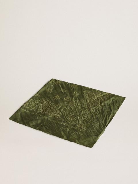 Golden Goose Pesto-colored scarf with dotted paisley pattern