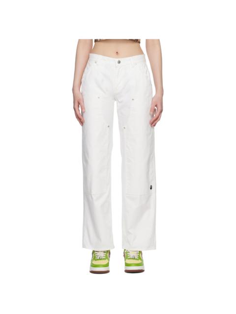 A BATHING APE® White Ape Head One Point Trousers