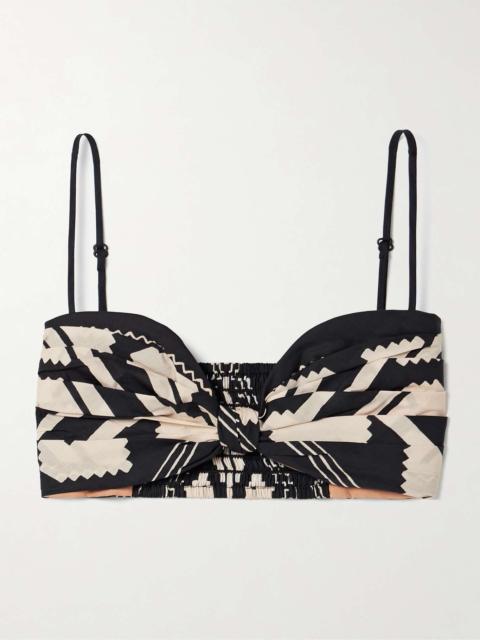 Johanna Ortiz Nudos Del Mar cropped printed cotton-poplin top Black