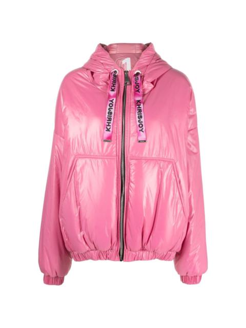 high-shine hooded jacket