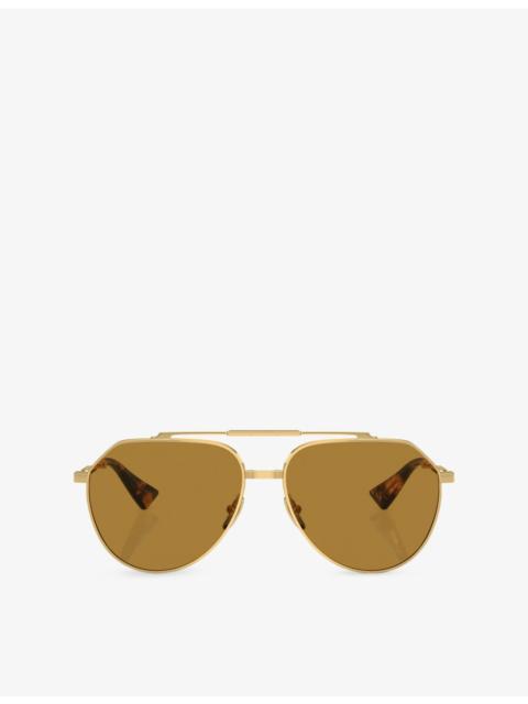 Dolce & Gabbana DG2302 Aviator-Frame Metal Sunglasses