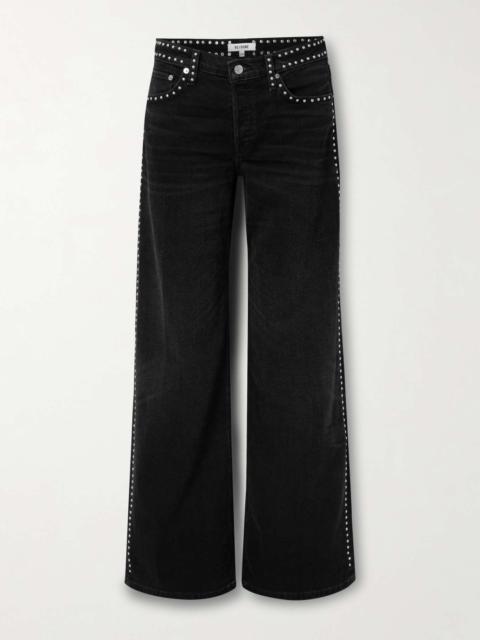 Studded high-rise flared jeans