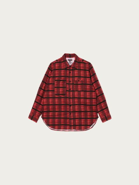 Engineered Garments Work Shirt - Red/Black Cotton Printed Plaid Flannel