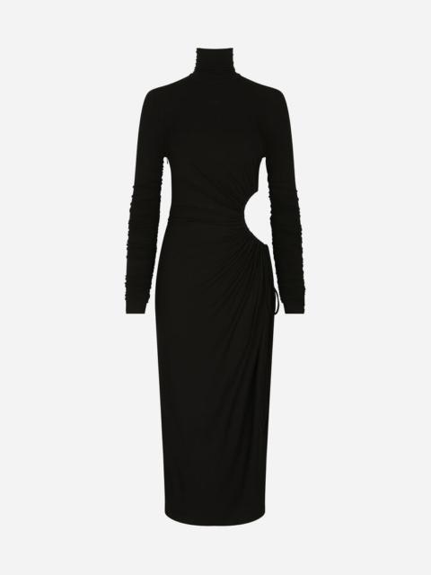 Dolce & Gabbana High-necked jersey calf-length dress with cut-out