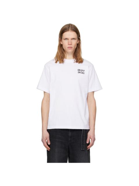 sacai White 'geoff sacai' Embroidery T-shirt
