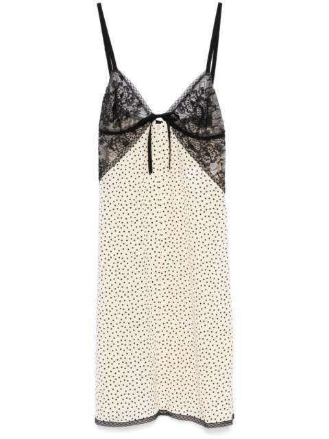 Alessandra Rich polka-dot-print lace-intarsia mini dress