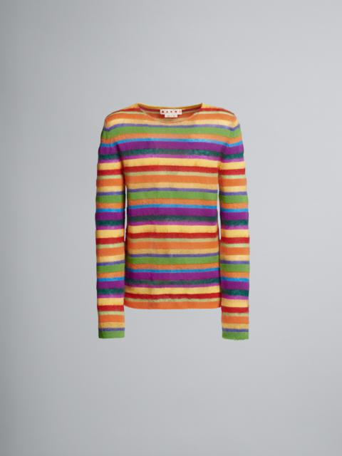 STRIPED MOHAIR AND LIGHT WOOL CREWNECK SWEATER