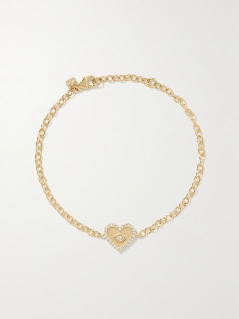 SYDNEY EVAN Small Evil Eye 14-karat gold diamond bracelet Gold