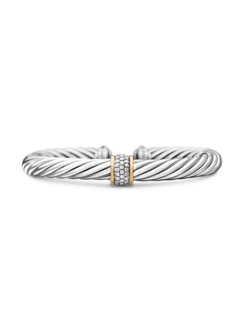 DAVID YURMAN Women's Classic Cable Station Bracelet in Sterling Silver - Diamond
