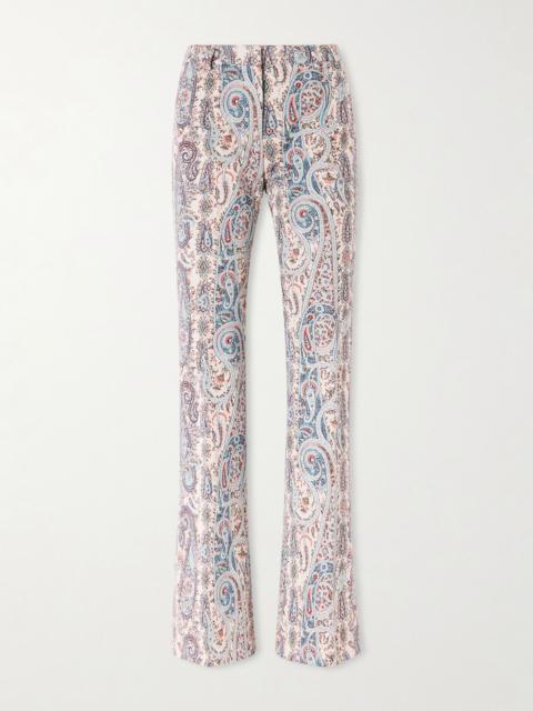 Etro Paisley-jacquard cotton-blend flared pants Blue