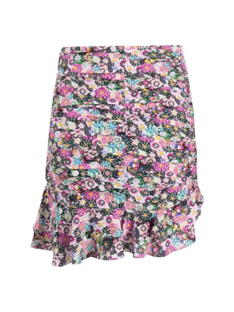 Milendi floral-print ruched mini skirt