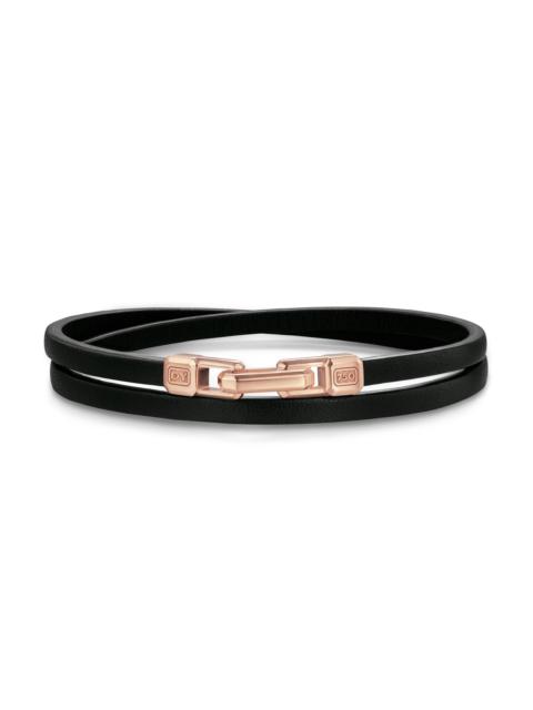 DAVID YURMAN Men's Streamline Double Wrap Black Leather Bracelet, 5.2MM - Black