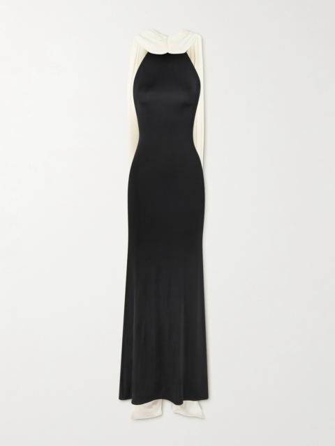 THE NEW ARRIVALS ILKYAZ OZEL Leia Draped Two-tone Jersey Gown