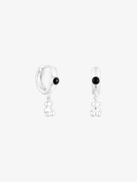 TOUS Silver Bold Bear Hoop earrings with onyx and bear charm