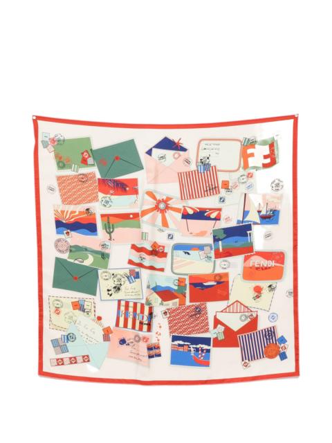 FENDI Fendi Postcard-print Silk Scarf
