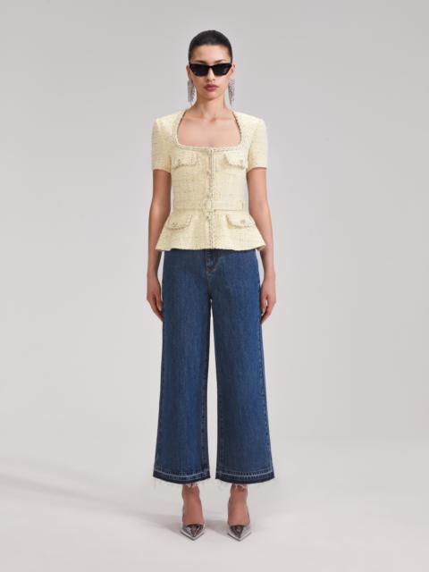 self-portrait Yellow Boucle Top