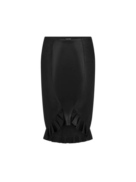 RUFFLED HEM LEATHER SKIRT