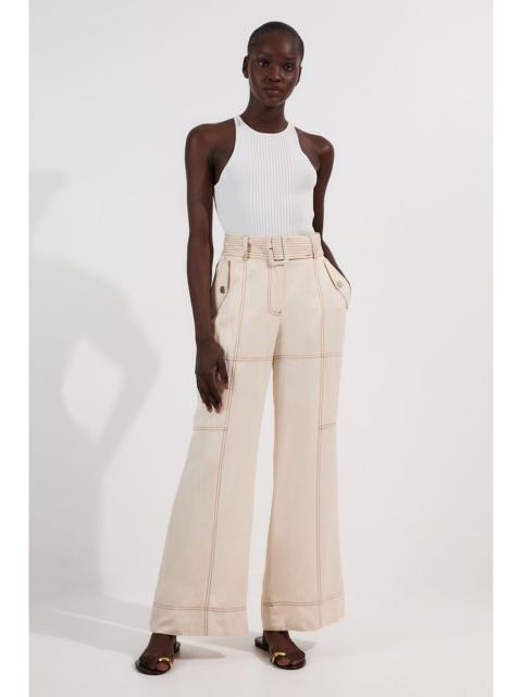 KAREN MILLEN Premium Linen Twill Topstitch Woven Trouser