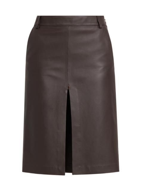 armarium Women's Daria Leather Midi-Skirt - Chocolate