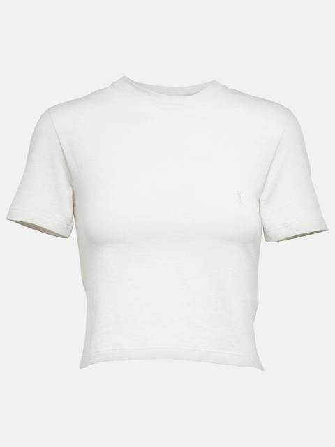 SAINT LAURENT Logo cotton cropped T-shirt