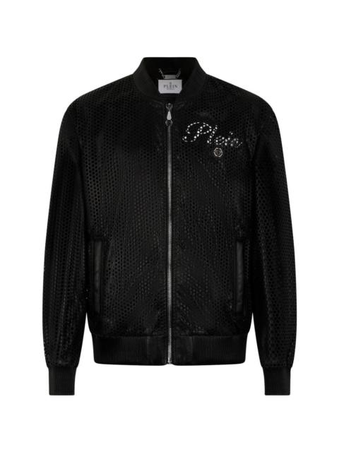 PHILIPP PLEIN perforated leather bomber
