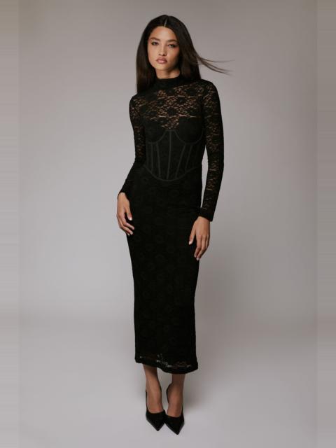BARDOT Carmen Lace Corset Midi Dress In Black