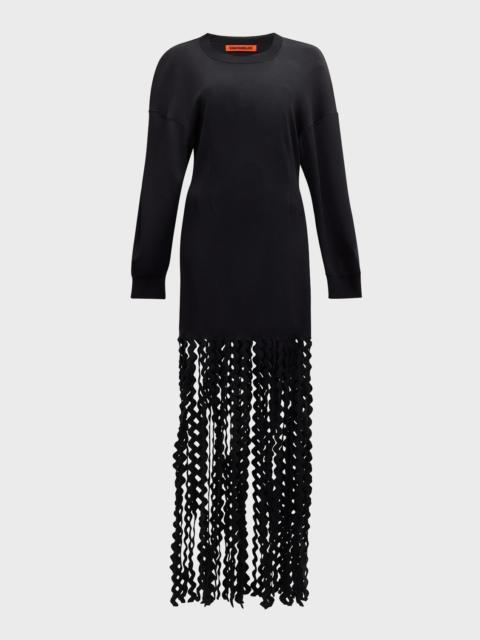 SIMONMILLER Wallis Fringe Knit Midi Dress