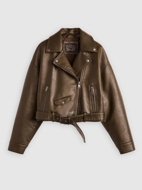 BELTED CROP MOTO JACKET