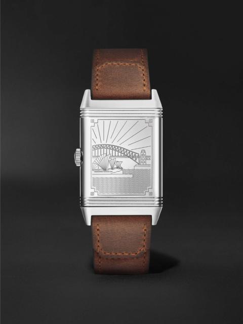 Jaeger-LeCoultre Reverso Classic Small Seconds Sydney Hand-Wound 45.6mm Stainless Steel and Leather Watch, Ref No. JL