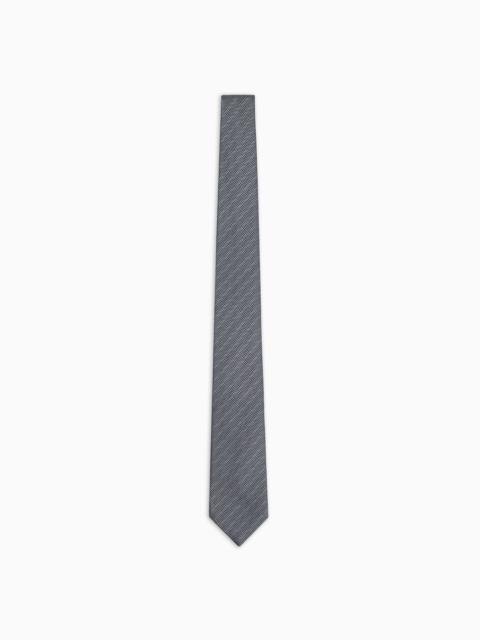 EMPORIO ARMANI Pure silk tie with jacquard op-art motif