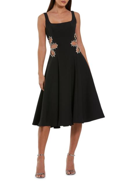 MAC DUGGAL Women's Crystal-Embellished Cut-Out Crepe Cocktail Dress - Black