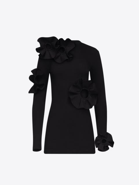 AREA RUFFLE FLOWER LONG SLEEVE DRESS