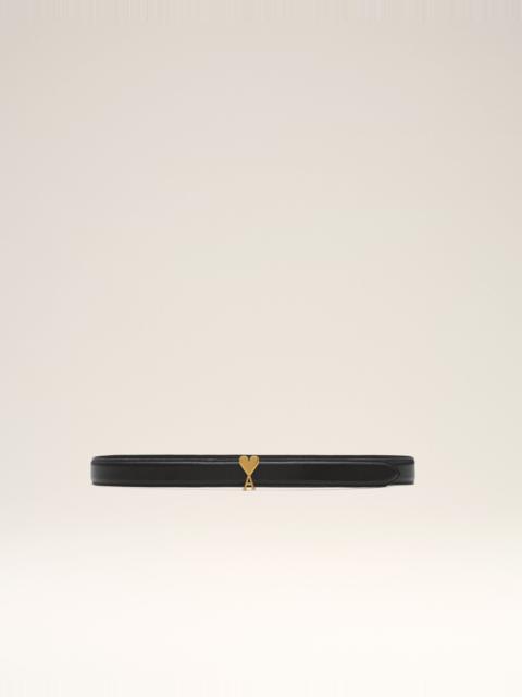 AMI Paris BLACK COWHIDE LEATHER BELT 25MM WITH AMI DE COEUR BUCKLE