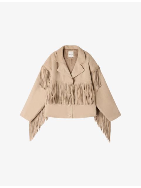 Sandro Oversized Fringed Suede Jacket