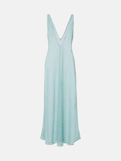 Missoni Open-knit lamé maxi dress