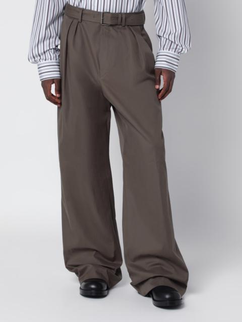 Dries Van Noten Khaki wide-leg cotton trousers