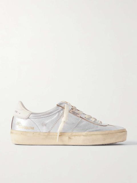 Soul-Star distressed metallic leather sneakers