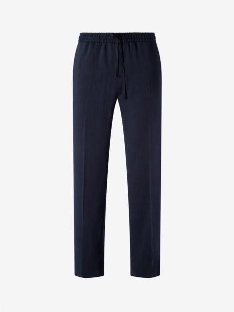 CORNELIANI Navy blue linen, wool and mohair trousers