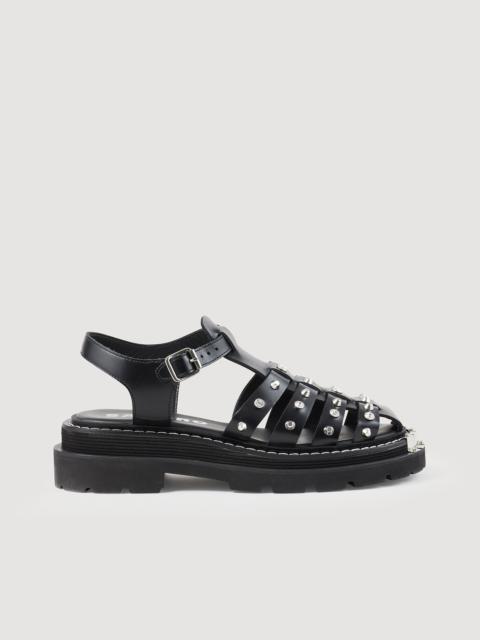 Sandro OLYS STUDDED LEATHER SANDALS