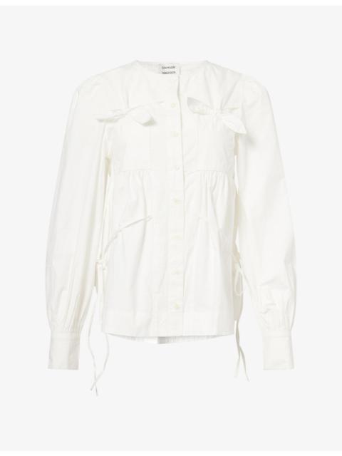 DAMSON MADDER. Lettie Bow Detail Cotton Poplin Blouse