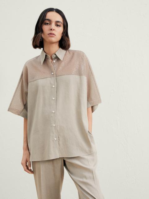 Comfort fluid linen shirt with dazzling embroidery