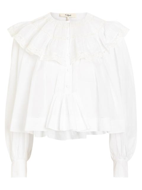 Chloé Chloe Ruffled Cotton Blouse
