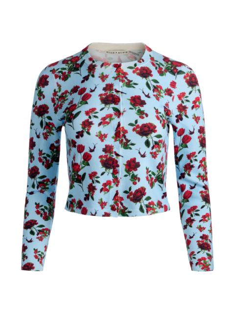 Alice + Olivia Women's Carson Floral Stretch-Cotton Cardigan - American Beauty