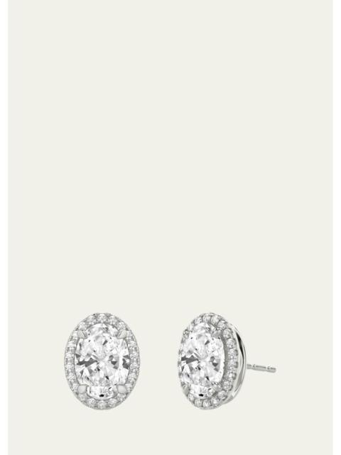 VRAI 14K White Gold Oval Halo Lab Grown Diamond Stud Earrings, 2.00tcw